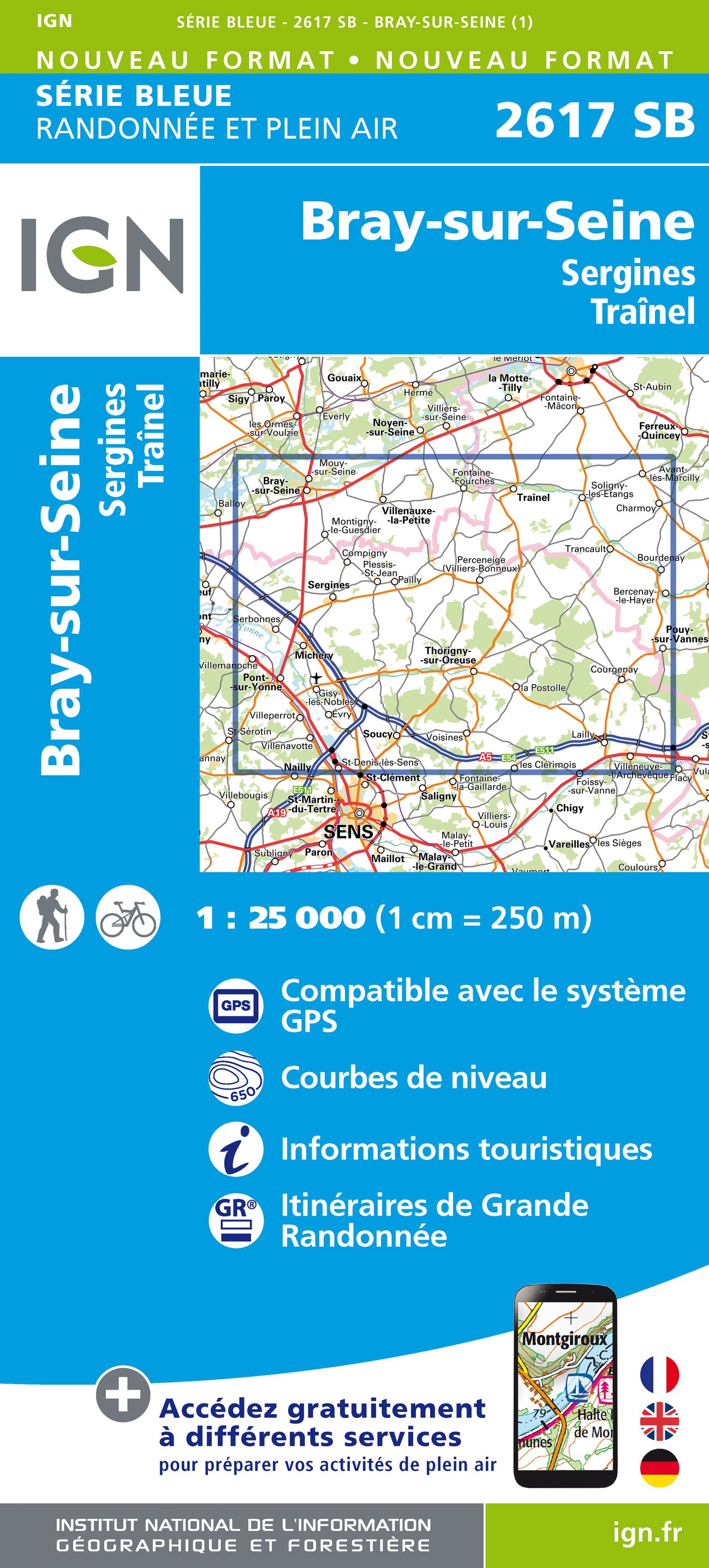 Online bestellen: Wandelkaart - Topografische kaart 2617 SB - Serie Bleue Bray-sur-Seine | IGN - Institut Géographique National