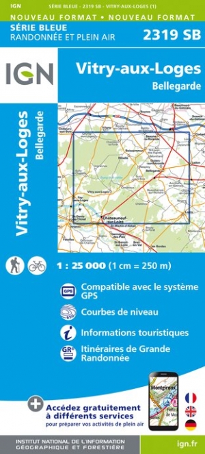 Online bestellen: Wandelkaart - Topografische kaart 2319SB Vitry-aux-Loges, Bellegarde | IGN - Institut Géographique National