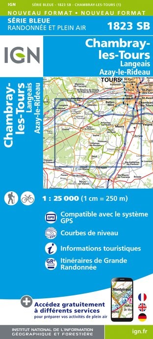 Online bestellen: Topografische kaart - Wandelkaart 1823SB Chambray-les-Tours | IGN - Institut Géographique National