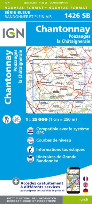 Online bestellen: Wandelkaart - Topografische kaart 1426SB Chantonnay | IGN - Institut Géographique National
