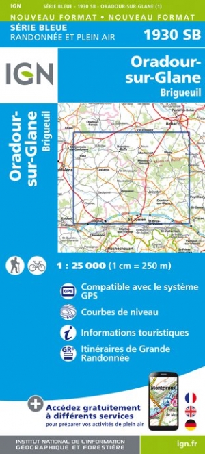 Online bestellen: Wandelkaart - Topografische kaart 1930SB Oradour-sur-Glane | IGN - Institut Géographique National