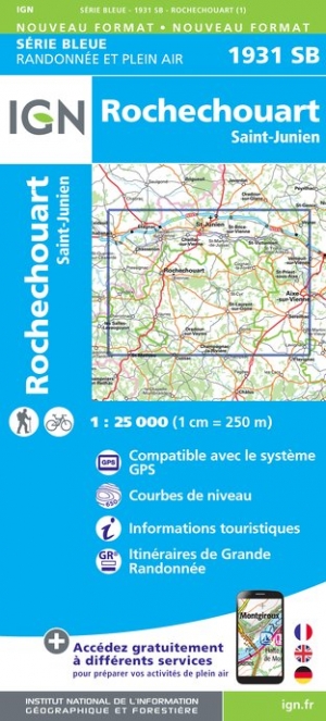 Online bestellen: Wandelkaart - Topografische kaart 1931SB Rochechouart | IGN - Institut Géographique National