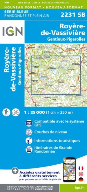 Online bestellen: Wandelkaart - Topografische kaart 2231SB Gentioux-Pigerolles, Royère-de-Vassivière | IGN - Institut Géographique National