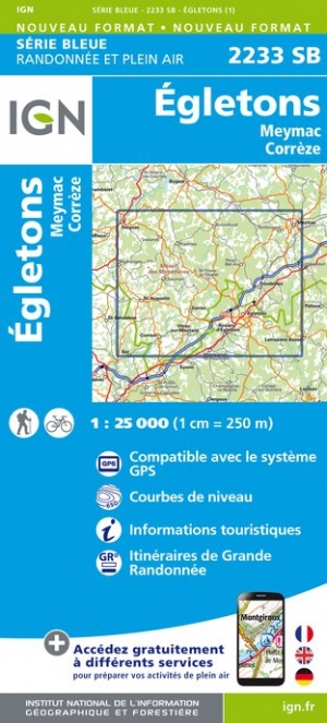 Online bestellen: Wandelkaart - Topografische kaart 2233SB Egletons - Meymac - Corrèze | IGN - Institut Géographique National