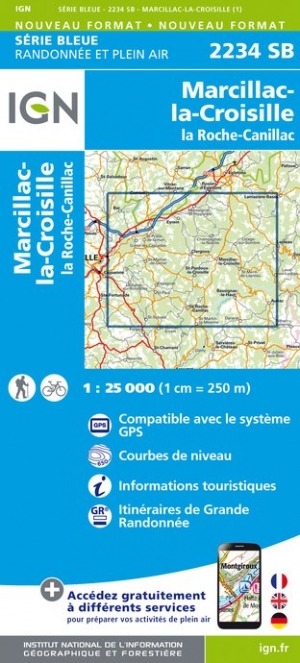 Online bestellen: Wandelkaart - Topografische kaart 2234SB Marcillac-la-Croisille, La Roche-Canillac | IGN - Institut Géographique National