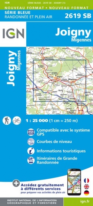 Online bestellen: Wandelkaart - Topografische kaart 2619SB Joigny | IGN - Institut Géographique National