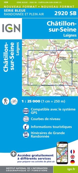 Online bestellen: Topografische kaart - Wandelkaart 2920SB Châtillon-sur-Seine | IGN - Institut Géographique National