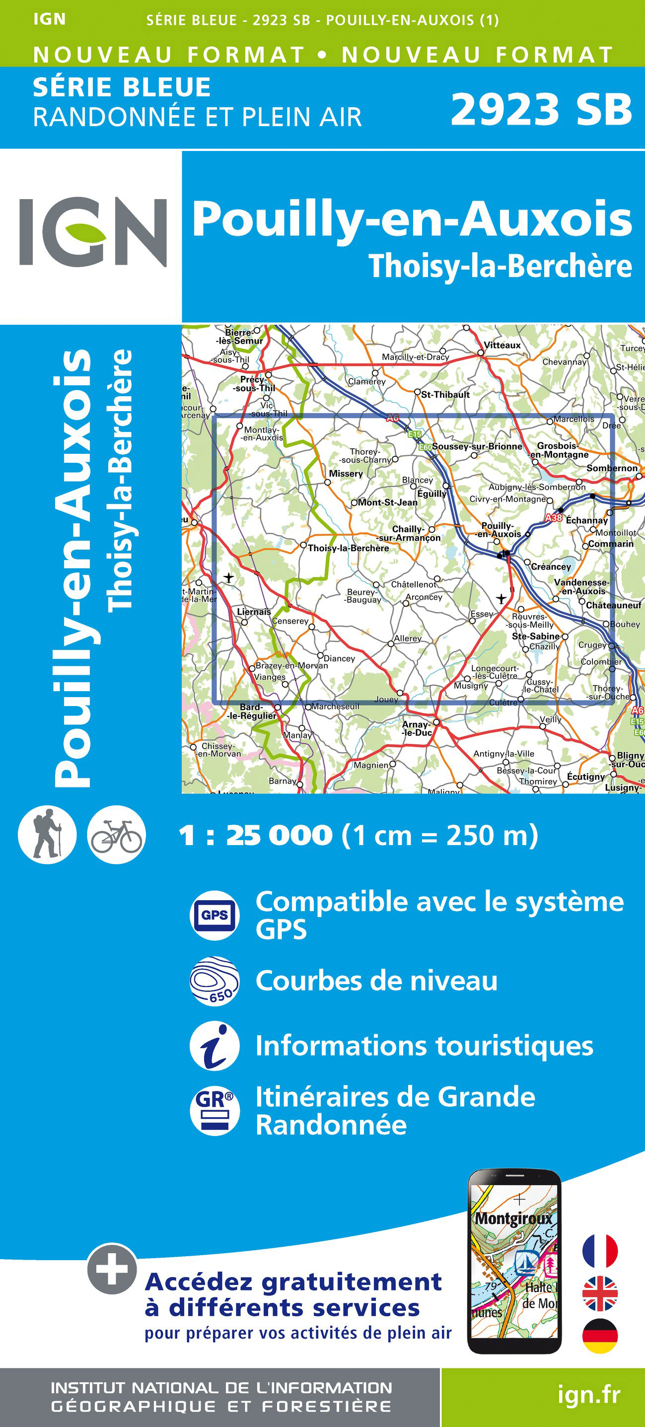 Online bestellen: Wandelkaart - Topografische kaart 2923 SB - Serie Bleue Pouilly-en-Auxois - Thoisy-la-Berchère | IGN - Institut Géographique National