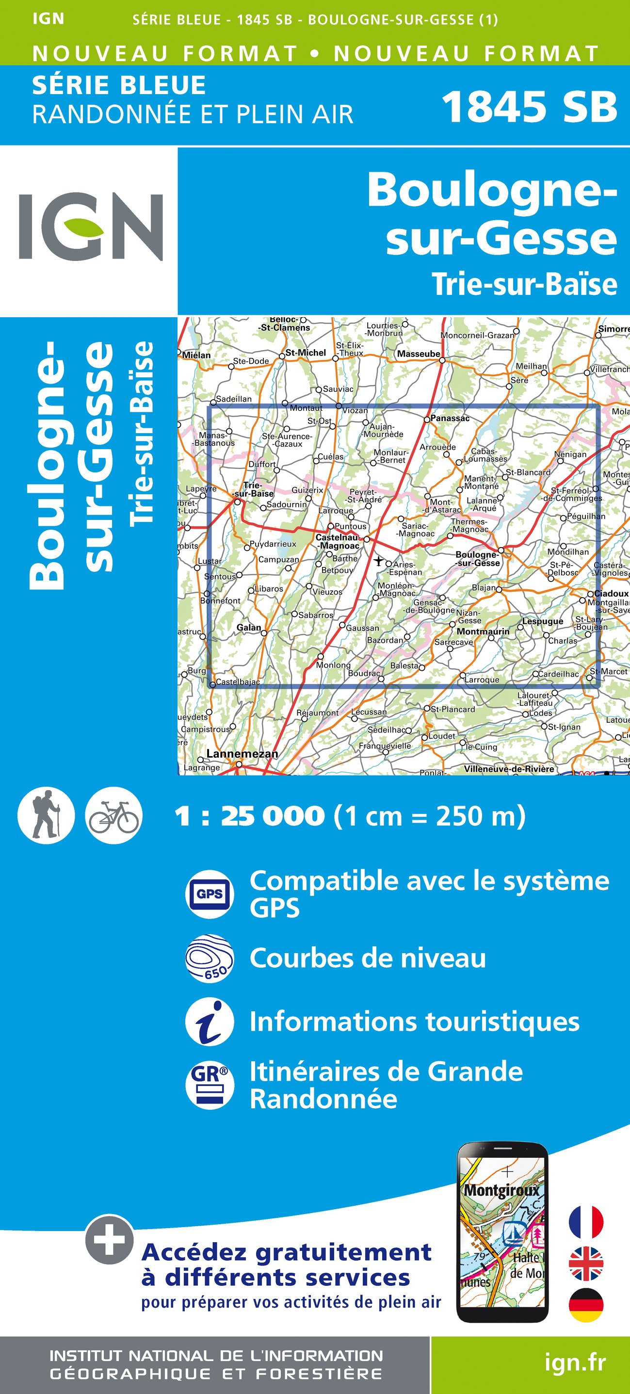 Online bestellen: Wandelkaart - Topografische kaart 1845 SB - Serie Bleue Boulogne-sur-Gesse | IGN - Institut Géographique National