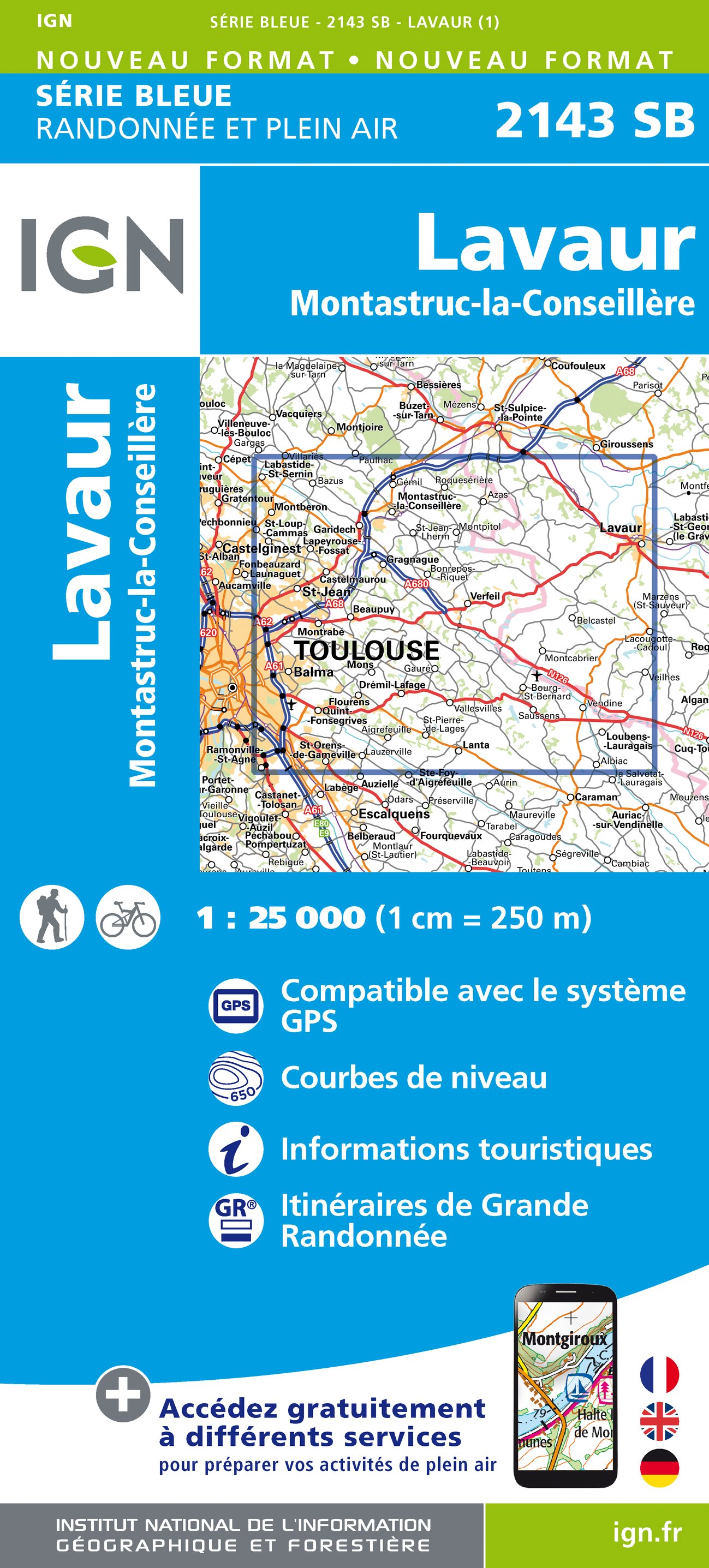 Online bestellen: Wandelkaart - Topografische kaart 2143 SB - Serie Bleue Montastruc-la-Conseillère, Lavaur | IGN - Institut Géographique National