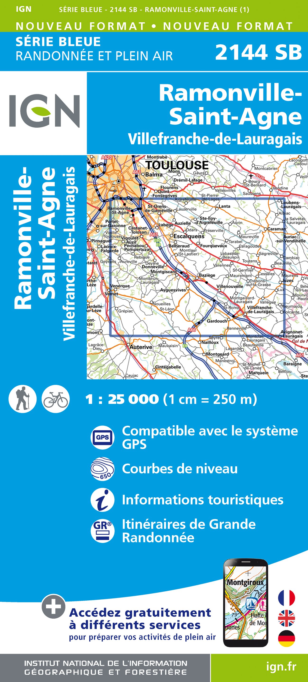 Online bestellen: Wandelkaart - Topografische kaart 2144 SB - Serie Bleue Ramonville-Saint-Agne | IGN - Institut Géographique National