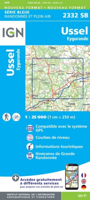 Online bestellen: Wandelkaart - Topografische kaart 2332SB Ussel | IGN - Institut Géographique National