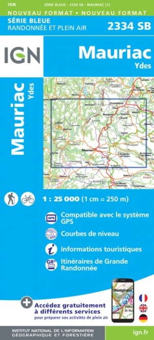 Online bestellen: Wandelkaart - Topografische kaart 2334SB Mauriac | IGN - Institut Géographique National