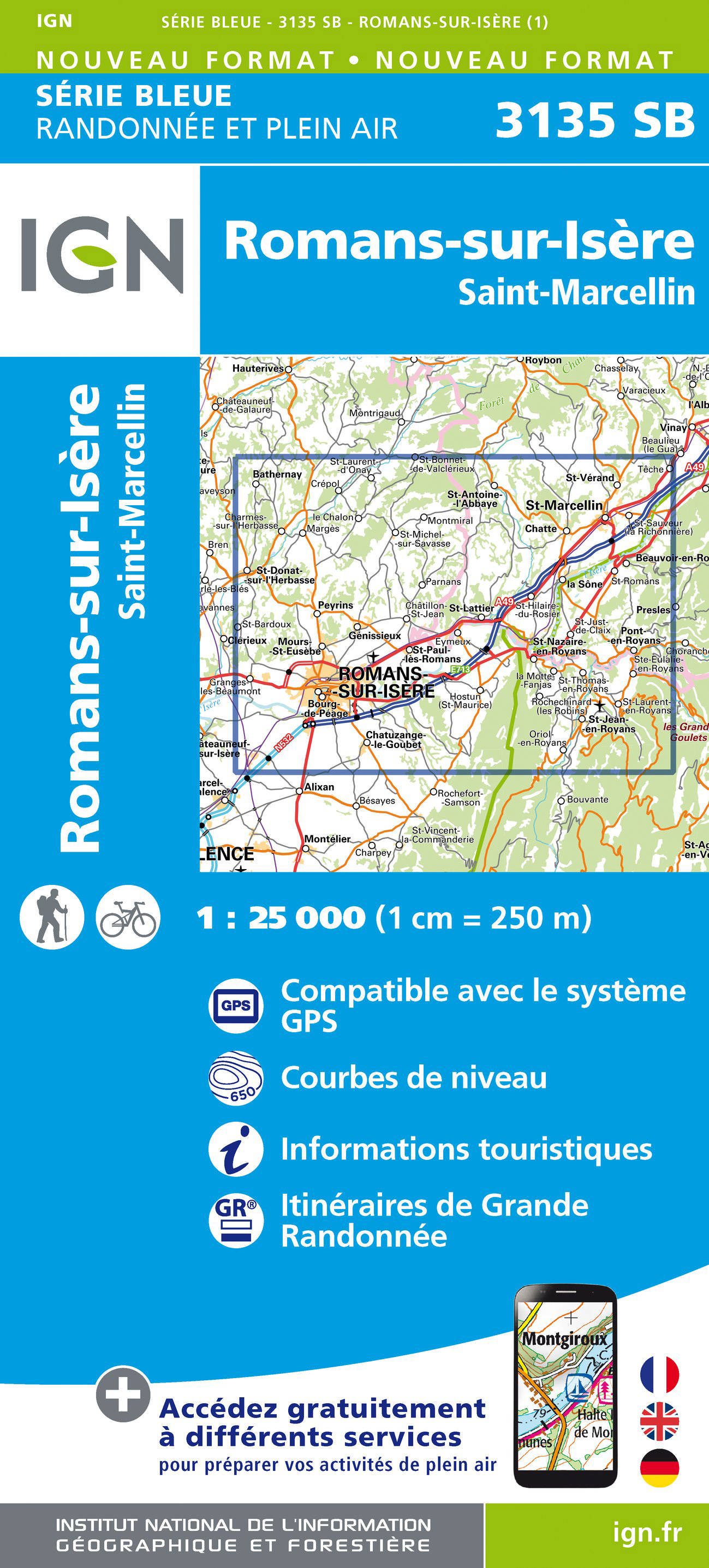 Online bestellen: Topografische kaart - Wandelkaart 3135 Romans-sur-Isère, St-Marcellin | IGN - Institut Géographique National