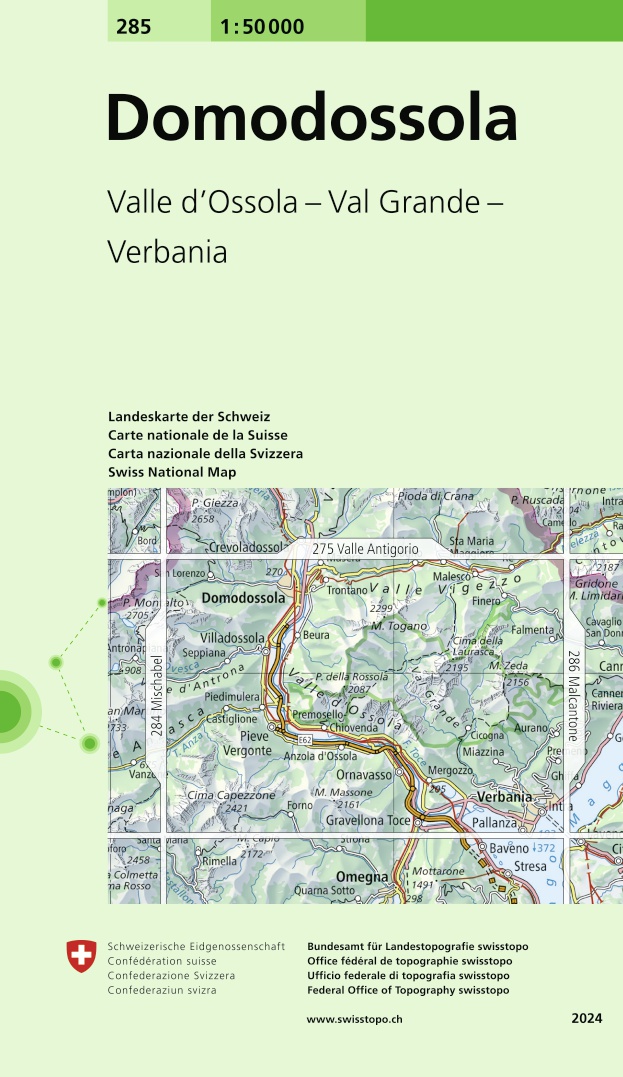 Online bestellen: Wandelkaart - Topografische kaart 285 Domodossola | Swisstopo