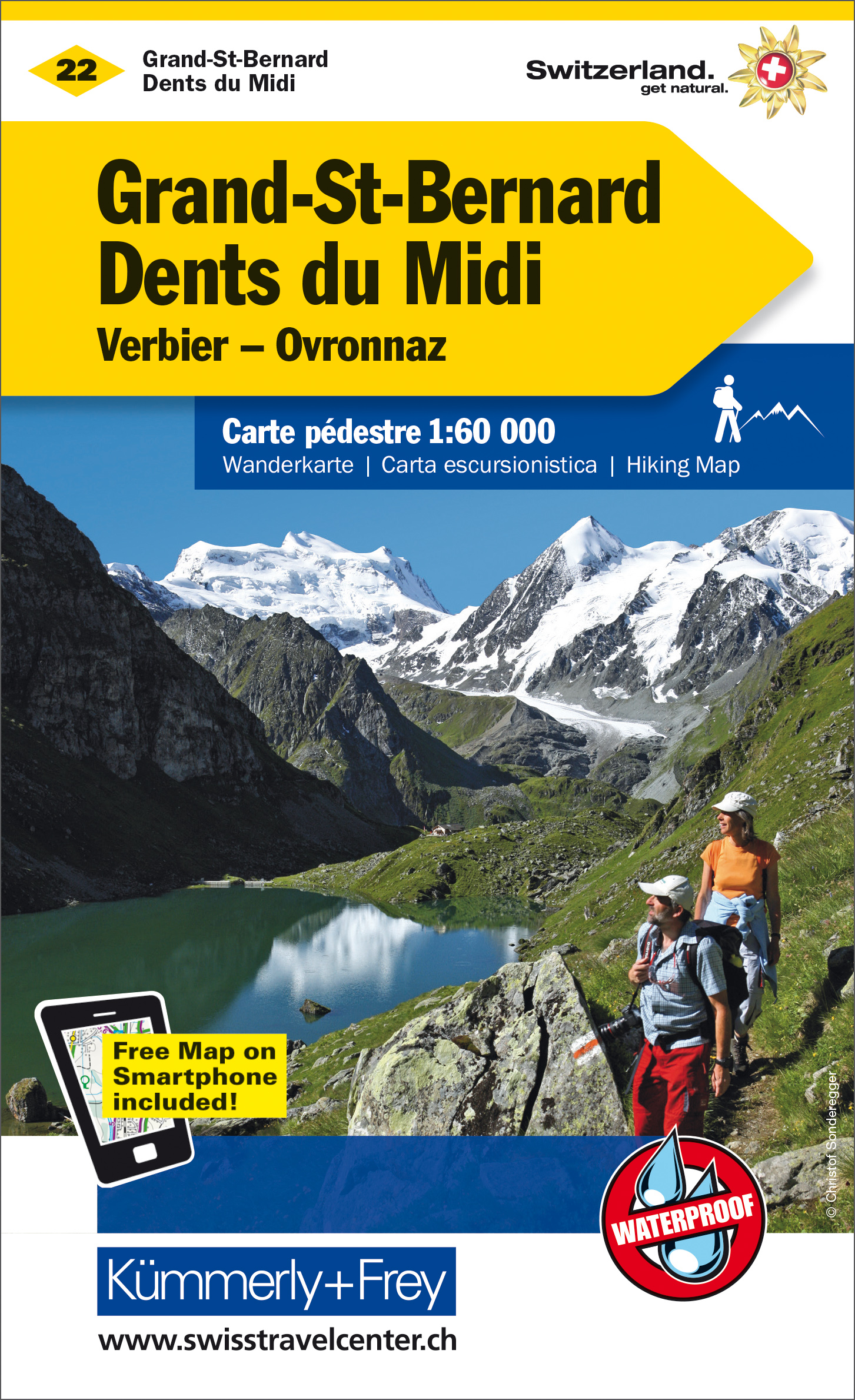 Online bestellen: Wandelkaart 22 Grand-St-Bernard - Dents du Midi - Les Diablerets | Kümmerly & Frey