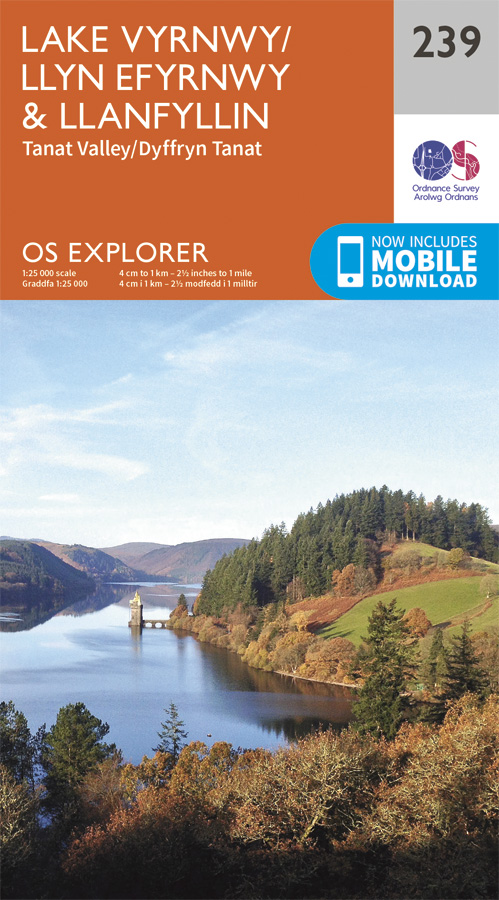 Online bestellen: Wandelkaart - Topografische kaart 239 OS Explorer Map Lake Vyrnwy, Efyrnwy | Ordnance Survey