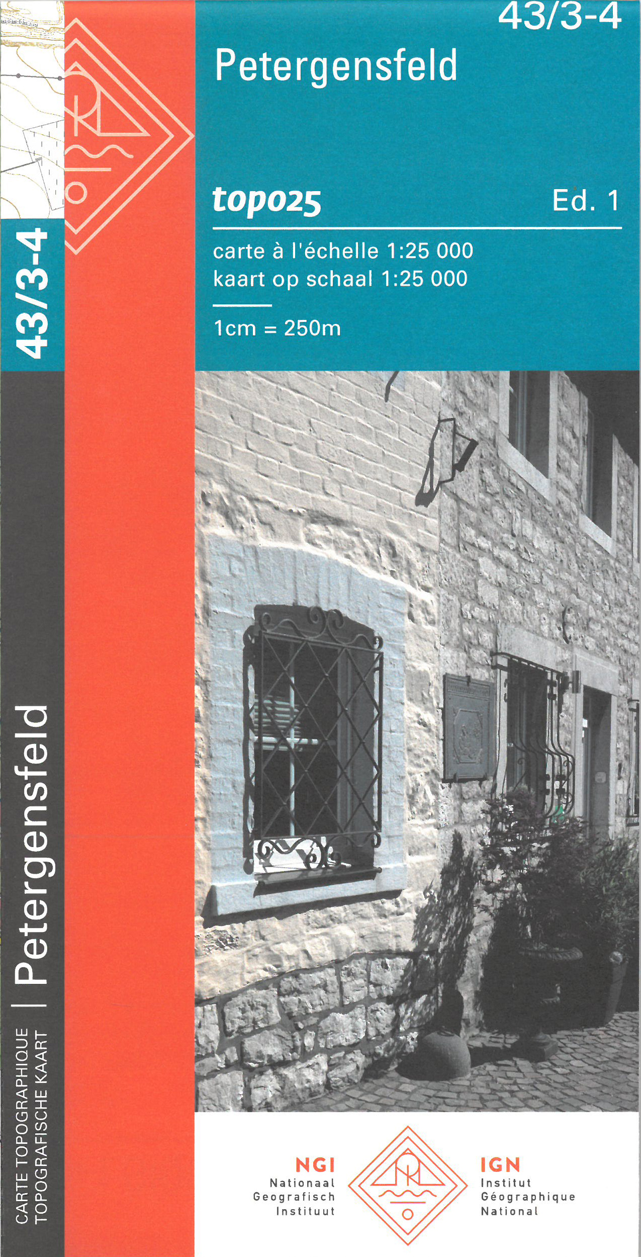 Online bestellen: Wandelkaart - Topografische kaart 43/3-4 Topo25 Petergensfeld | NGI - Nationaal Geografisch Instituut