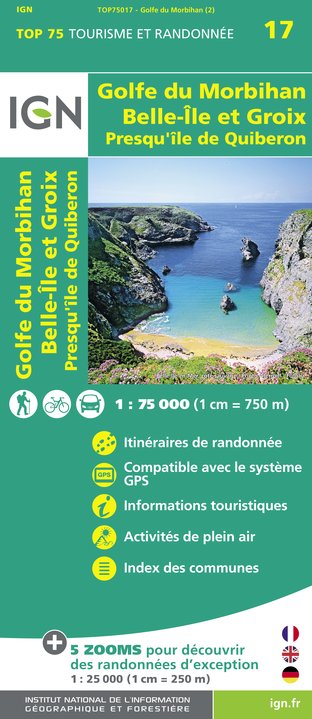 Online bestellen: Wandelkaart - Fietskaart 75017 Golfe du Morbihan | IGN - Institut Géographique National