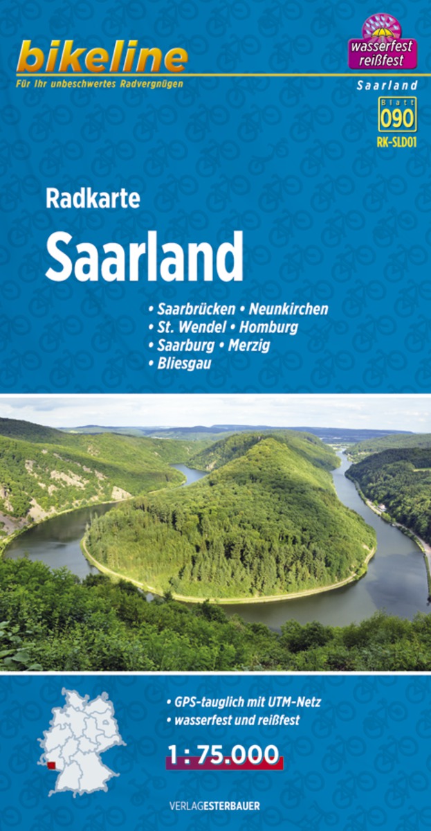 Online bestellen: Fietskaart SLD01 Bikeline Radkarte Saarland | Esterbauer