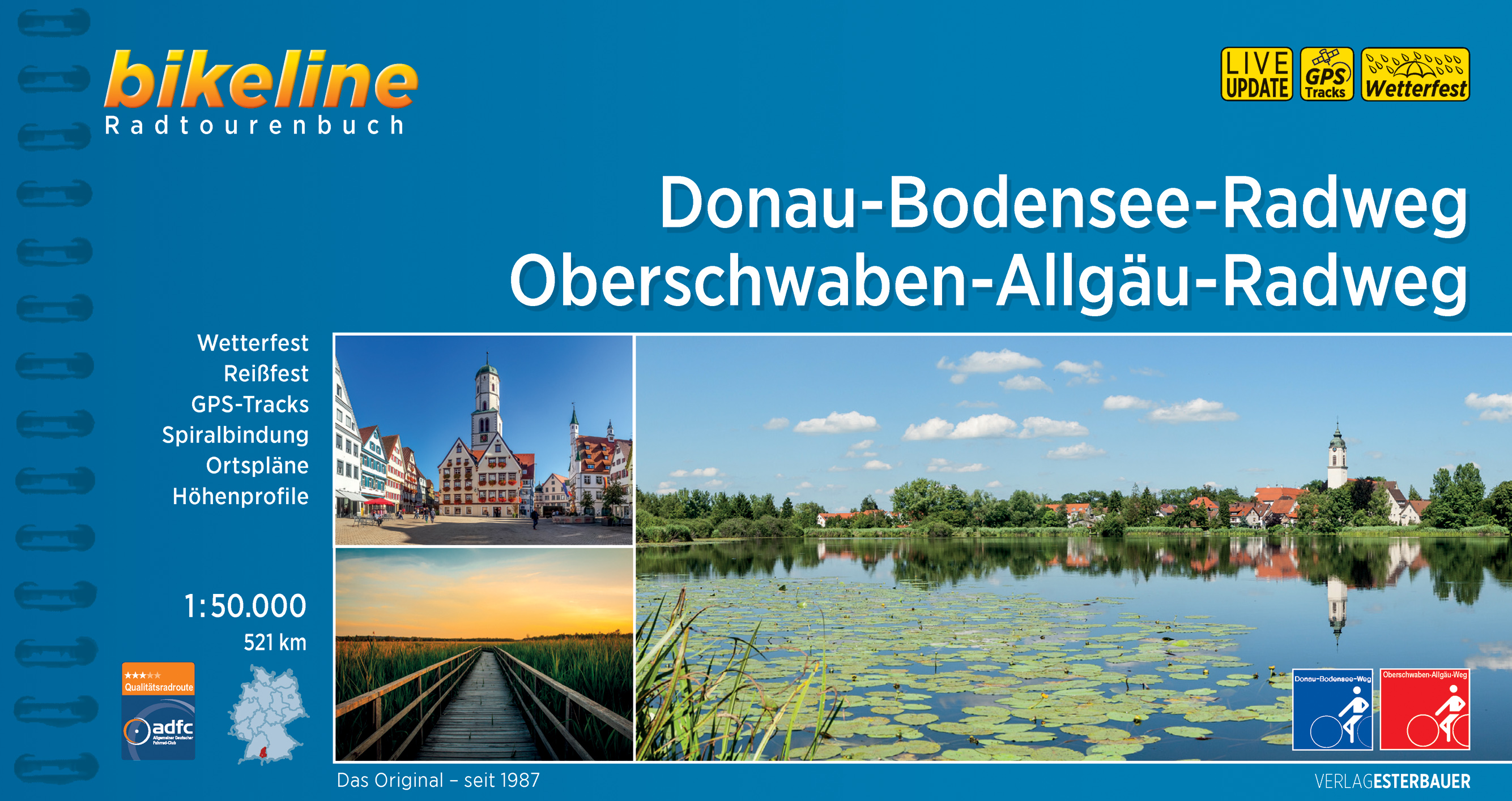 Online bestellen: Fietsgids Bikeline Donau - Bodensee- Radweg en Oberschwaben-Allgäu-Radweg | Esterbauer