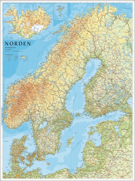 Wandkaart Scandinavië en IJsland | Norstedts | 