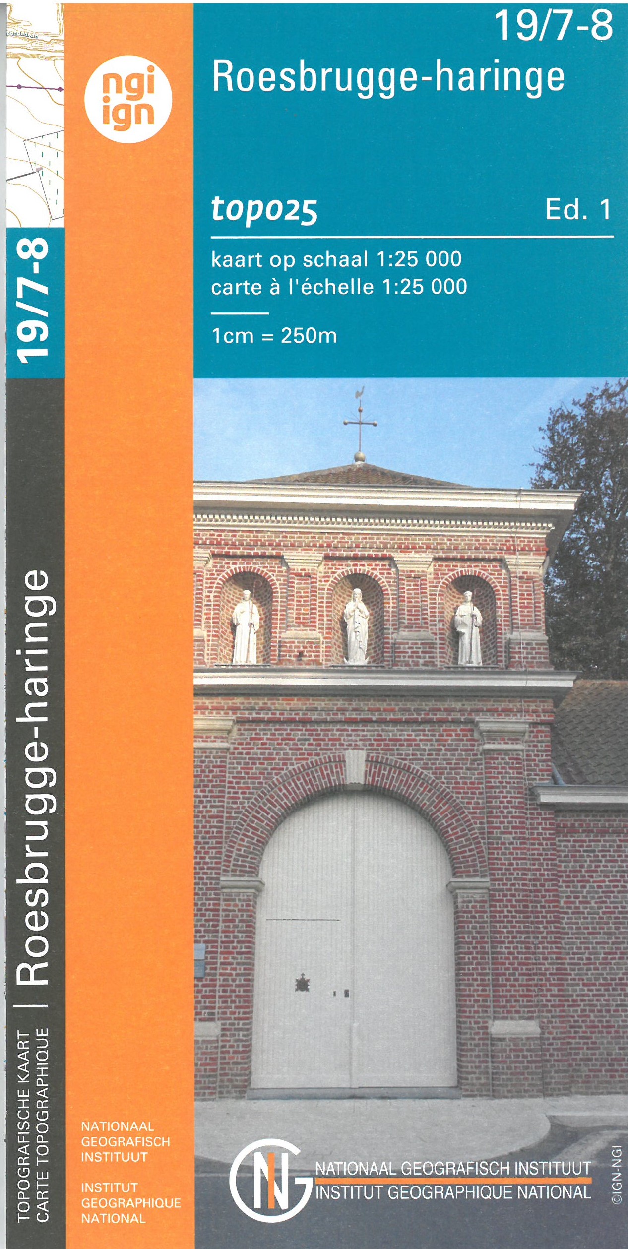 Online bestellen: Wandelkaart - Topografische kaart 19/7-8 Topo25 Roesbrugge - Haringe | NGI - Nationaal Geografisch Instituut