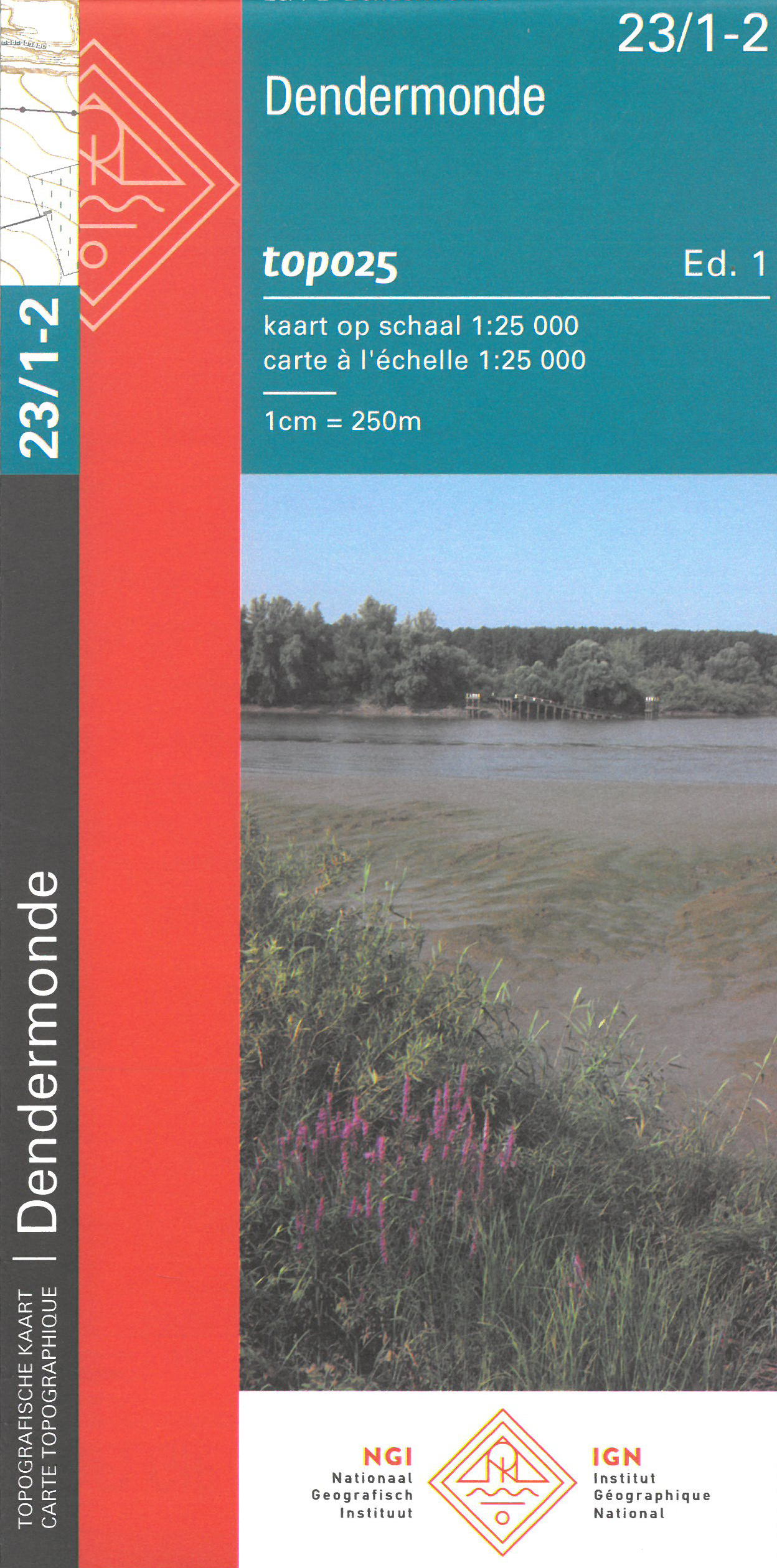 Online bestellen: Wandelkaart - Topografische kaart 23/1-2 Topo25 Dendermonde | NGI - Nationaal Geografisch Instituut