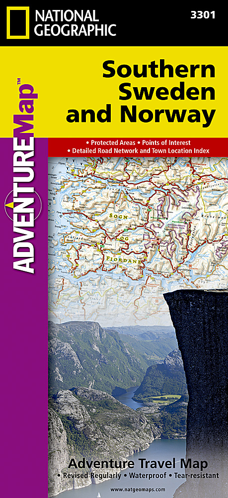 Online bestellen: Wegenkaart - landkaart 3301 Adventure Map Southern Sweden & Norway | Zuid Zweden en Noorwegen | National Geographic