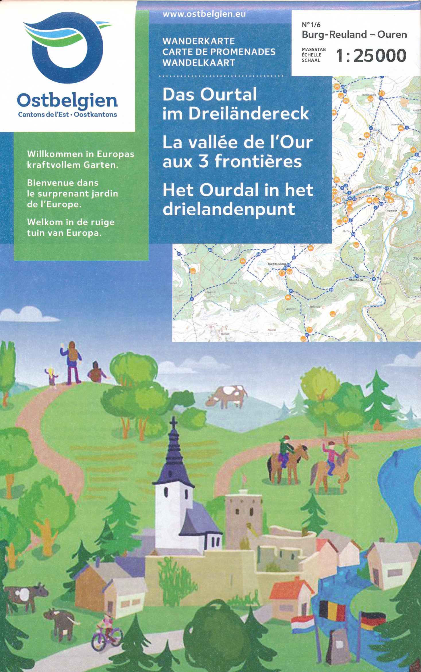 Online bestellen: Wandelkaart 88 Ourdal en het drielandenpunt met wandelknooppunten | NGI - Nationaal Geografisch Instituut