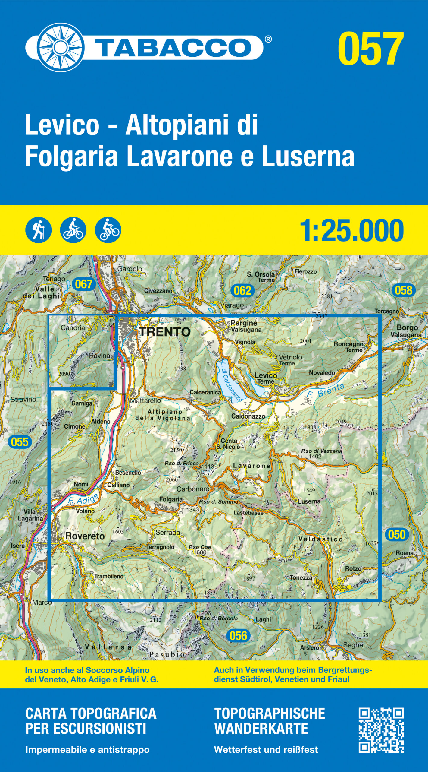 Online bestellen: Wandelkaart 057 Levico - Altopiani di Folgaria Lavarone e Luserna | Tabacco Editrice