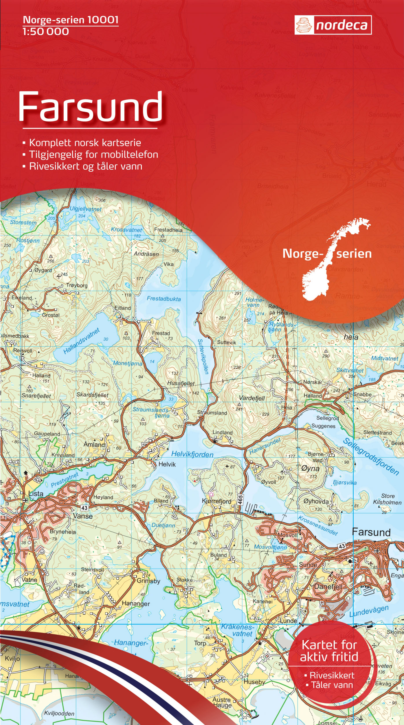 Online bestellen: Wandelkaart - Topografische kaart 10001 Norge Serien Farsund | Nordeca