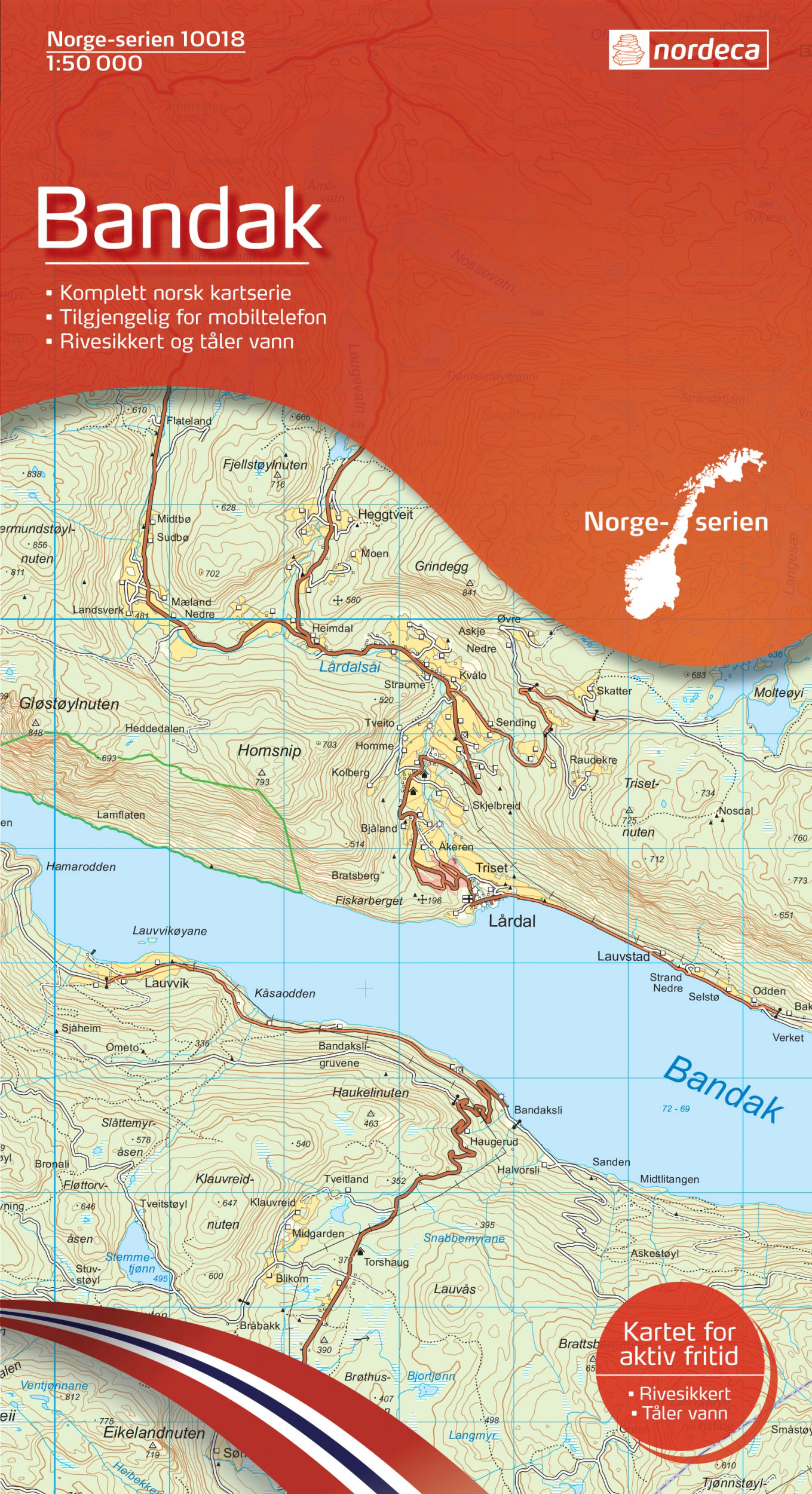 Online bestellen: Wandelkaart - Topografische kaart 10018 Norge Serien Bandak | Nordeca