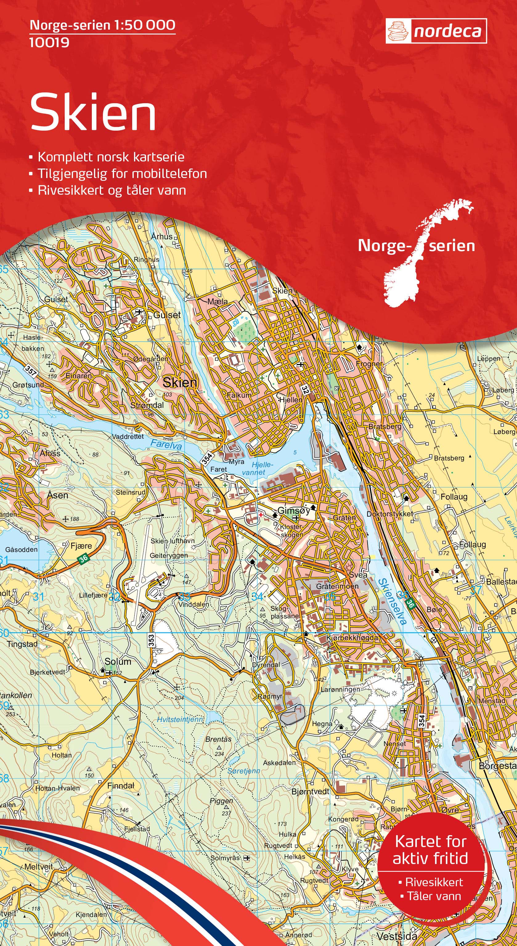 Online bestellen: Wandelkaart - Topografische kaart 10019 Norge Serien Skien | Nordeca