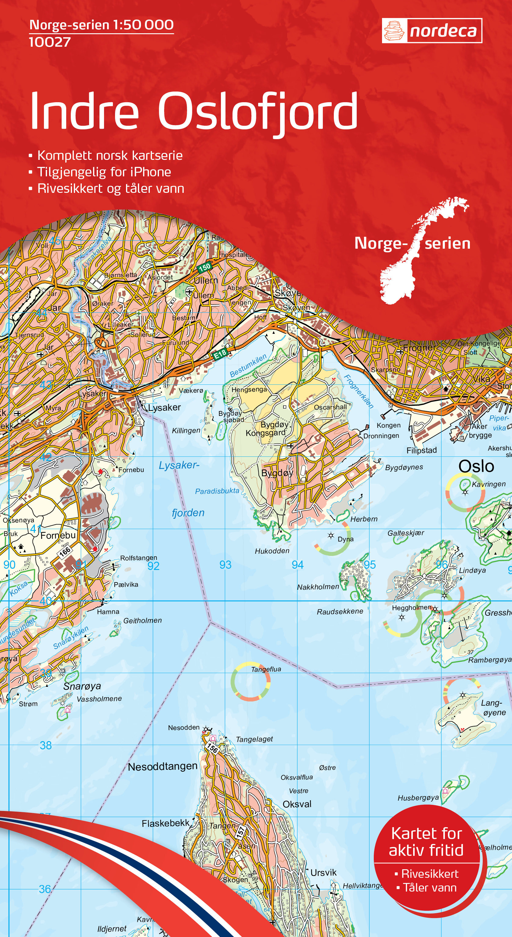 Online bestellen: Wandelkaart - Topografische kaart 10027 Norge Serien Indre Oslofjord | Nordeca