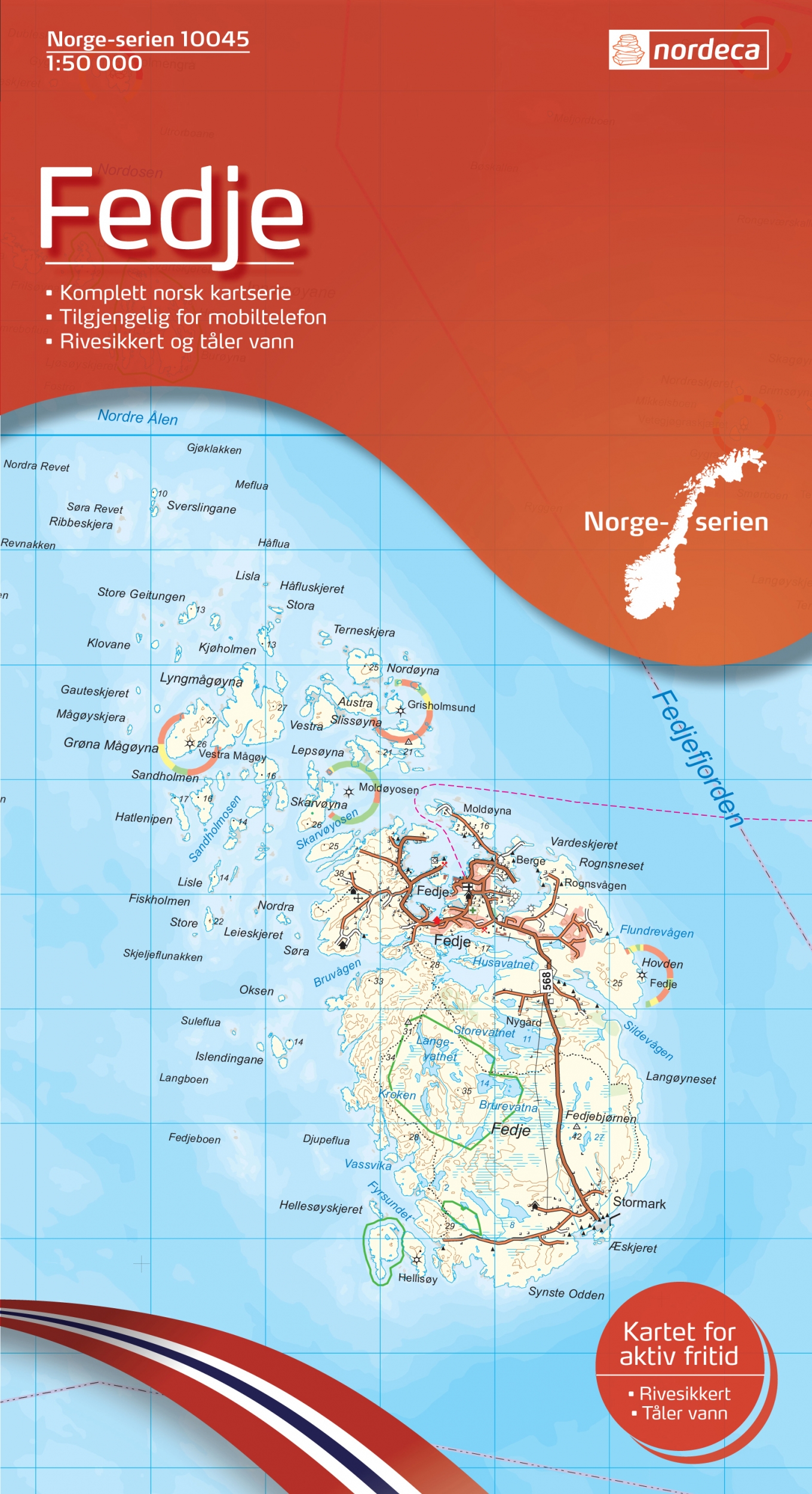 Online bestellen: Wandelkaart - Topografische kaart 10045 Norge Serien Fedje | Nordeca