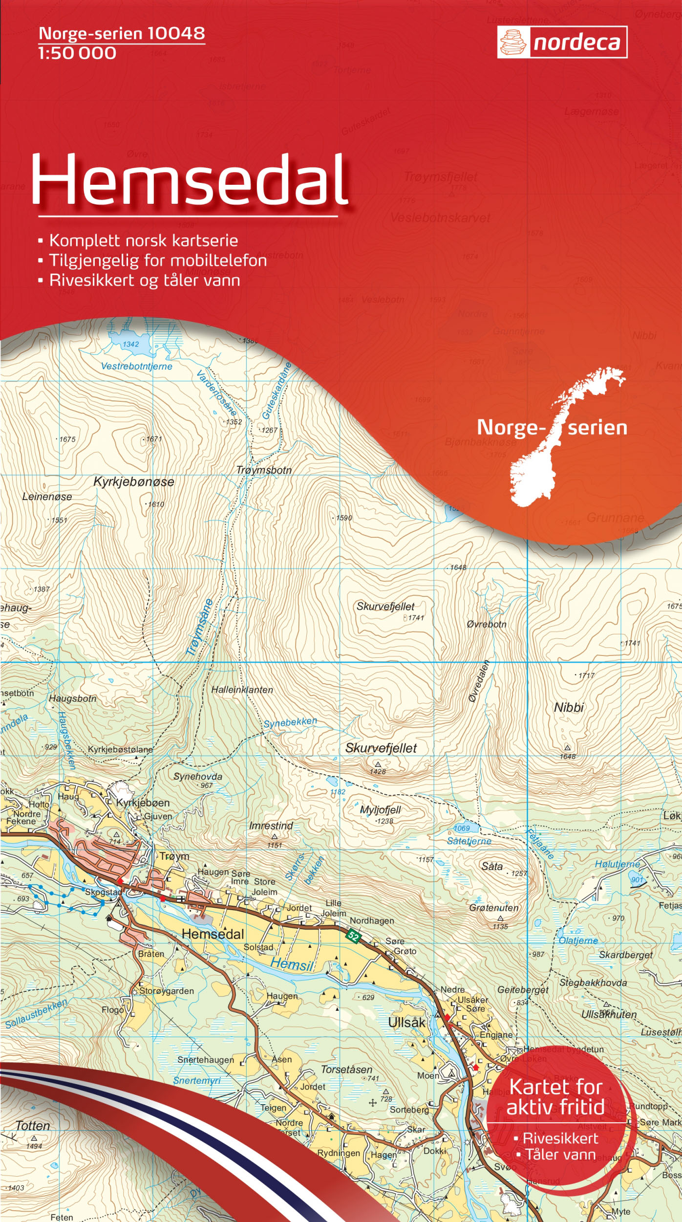 Online bestellen: Wandelkaart - Topografische kaart 10048 Norge Serien Hemsedal | Nordeca