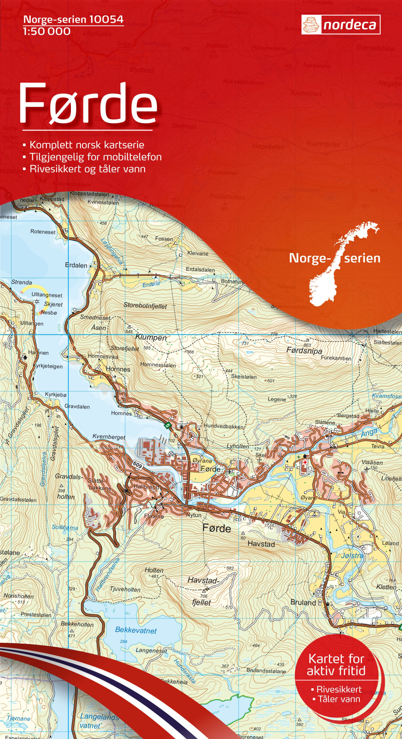 Online bestellen: Wandelkaart - Topografische kaart 10054 Norge Serien Førde - Forde | Nordeca