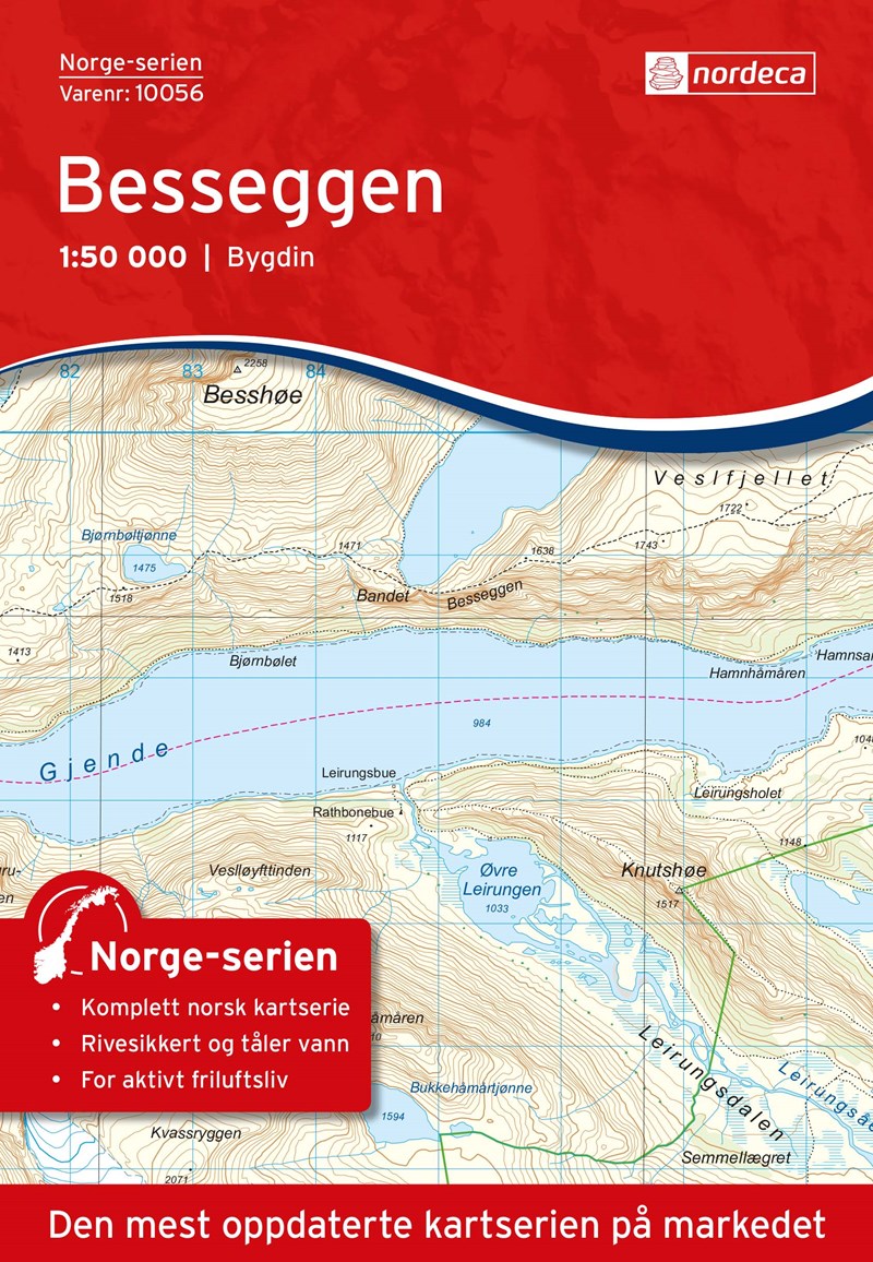 Online bestellen: Wandelkaart - Topografische kaart 10056 Norge Serien Besseggen - Bygdin | Nordeca