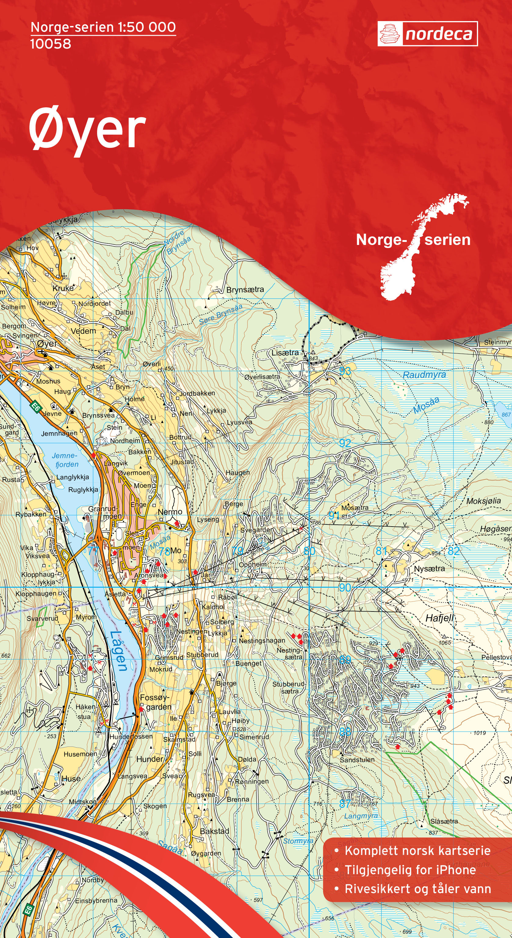 Online bestellen: Wandelkaart - Topografische kaart 10058 Norge Serien Øyer | Nordeca