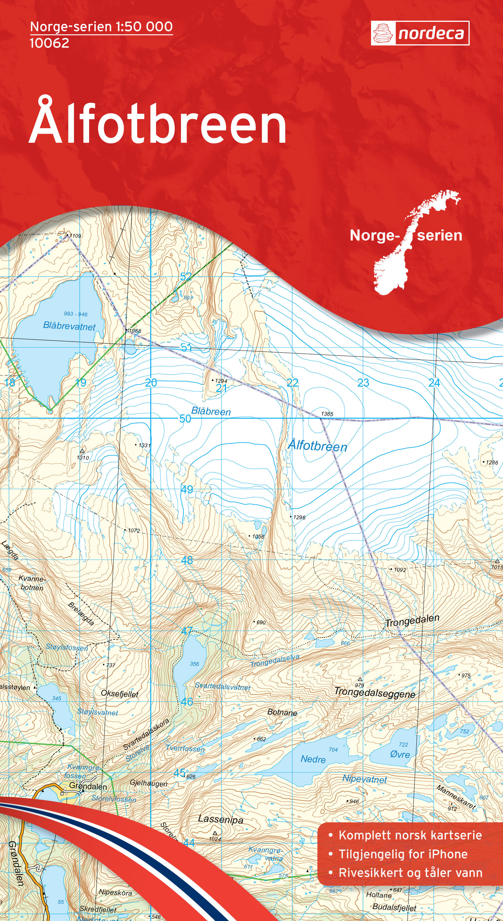 Online bestellen: Wandelkaart - Topografische kaart 10062 Norge Serien Ålfotbreen | Nordeca