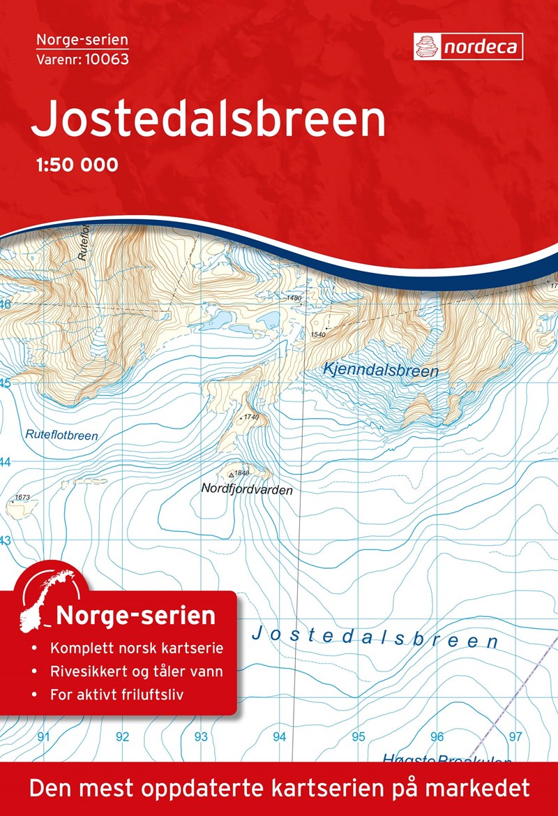 Online bestellen: Wandelkaart - Topografische kaart 10063 Norge Serien Jostedalsbreen | Nordeca