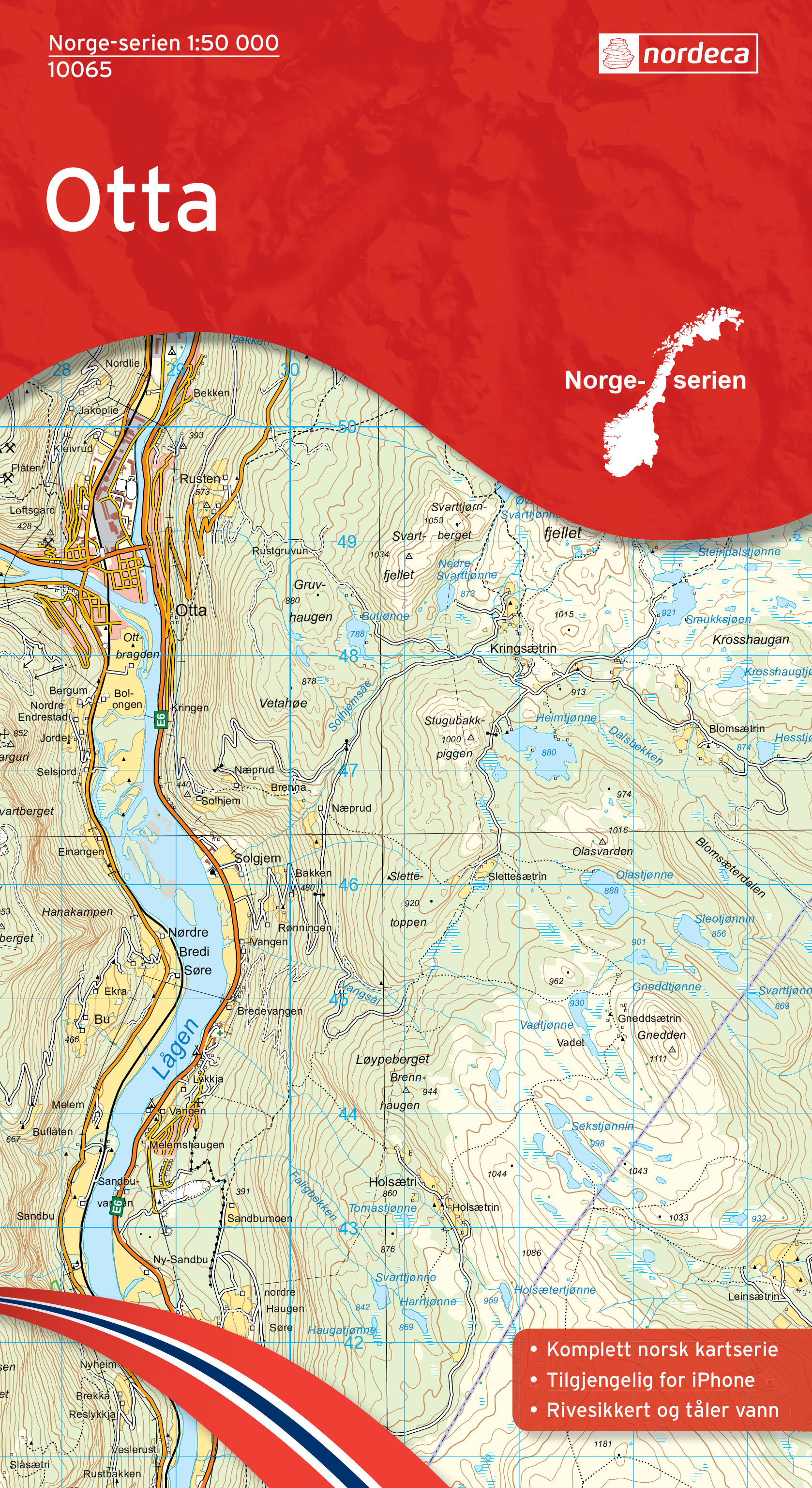 Online bestellen: Wandelkaart - Topografische kaart 10065 Norge Serien Otta | Nordeca