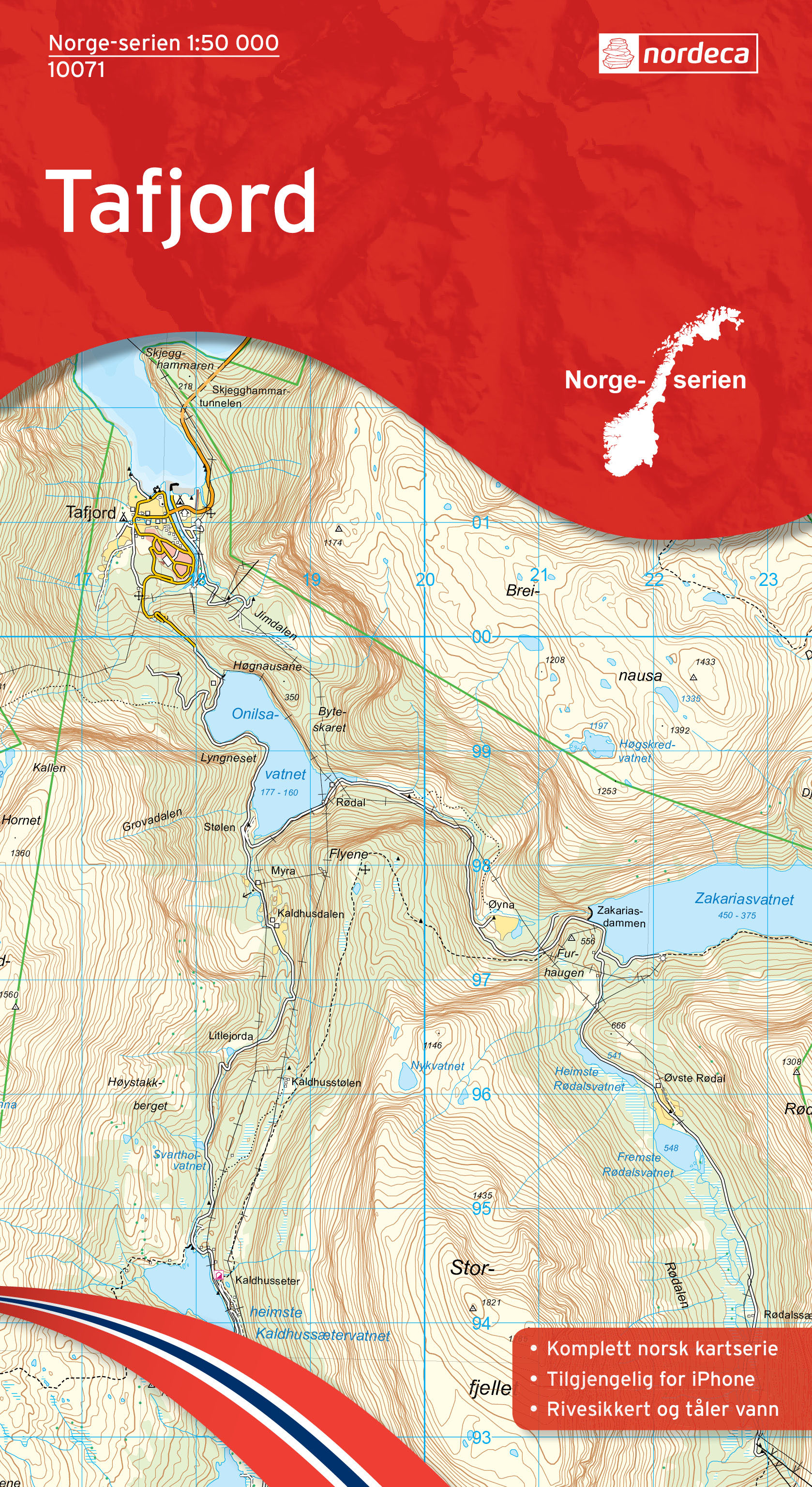 Online bestellen: Wandelkaart - Topografische kaart 10071 Norge Serien Tafjord | Nordeca