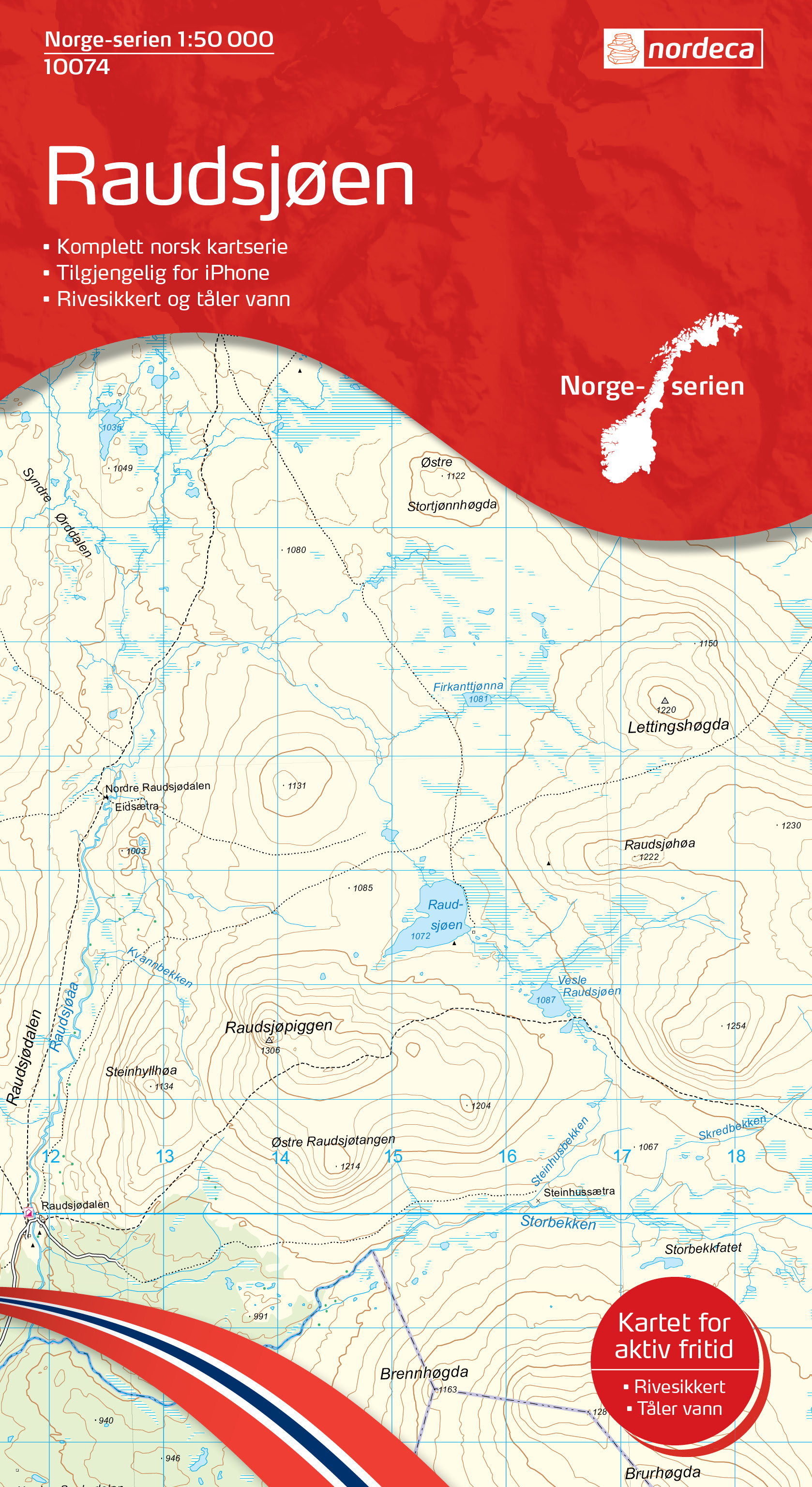 Online bestellen: Wandelkaart - Topografische kaart 10074 Norge Serien Raudsjøen | Nordeca