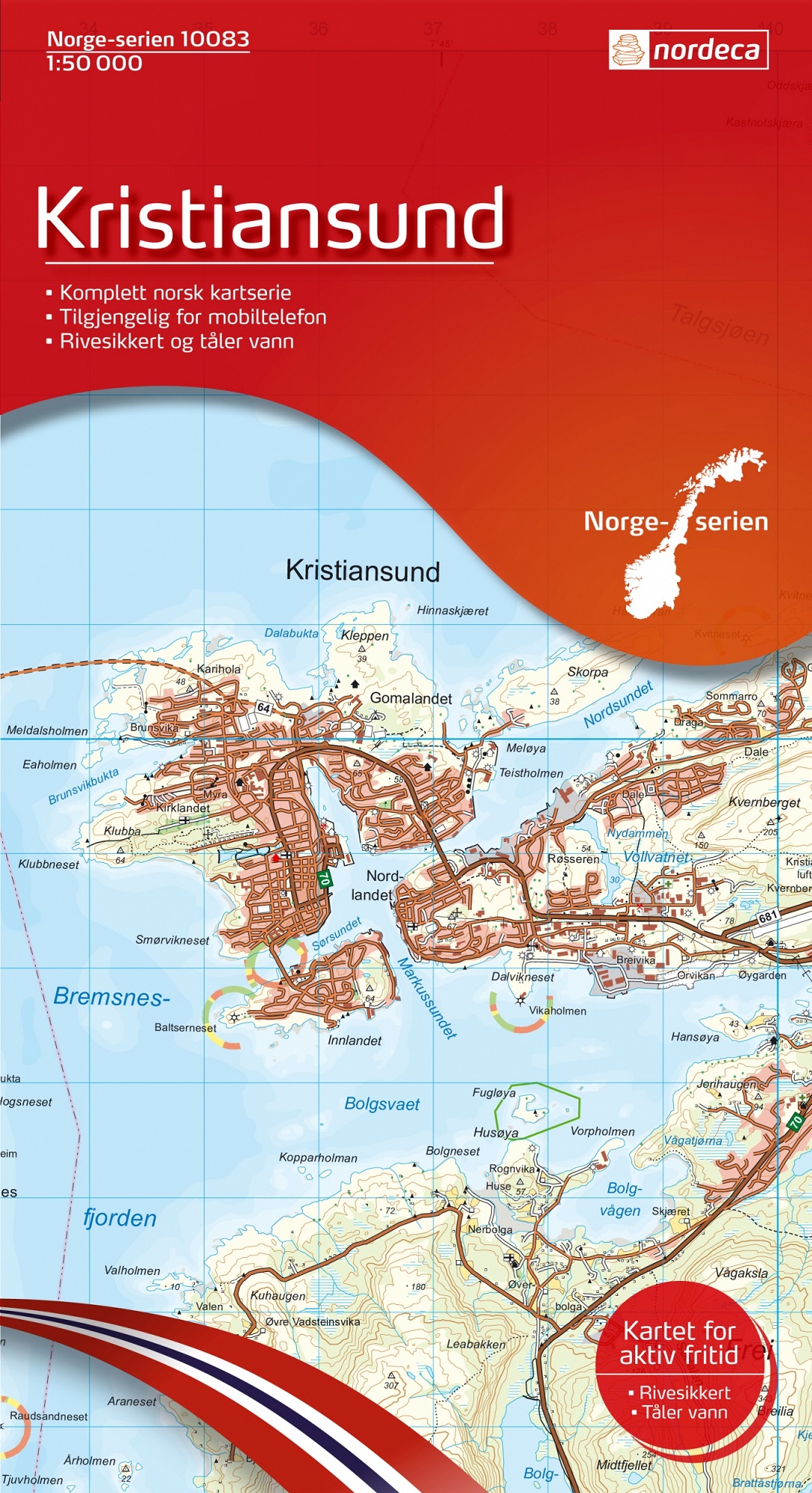 Online bestellen: Wandelkaart - Topografische kaart 10083 Norge Serien Kristiansund | Nordeca