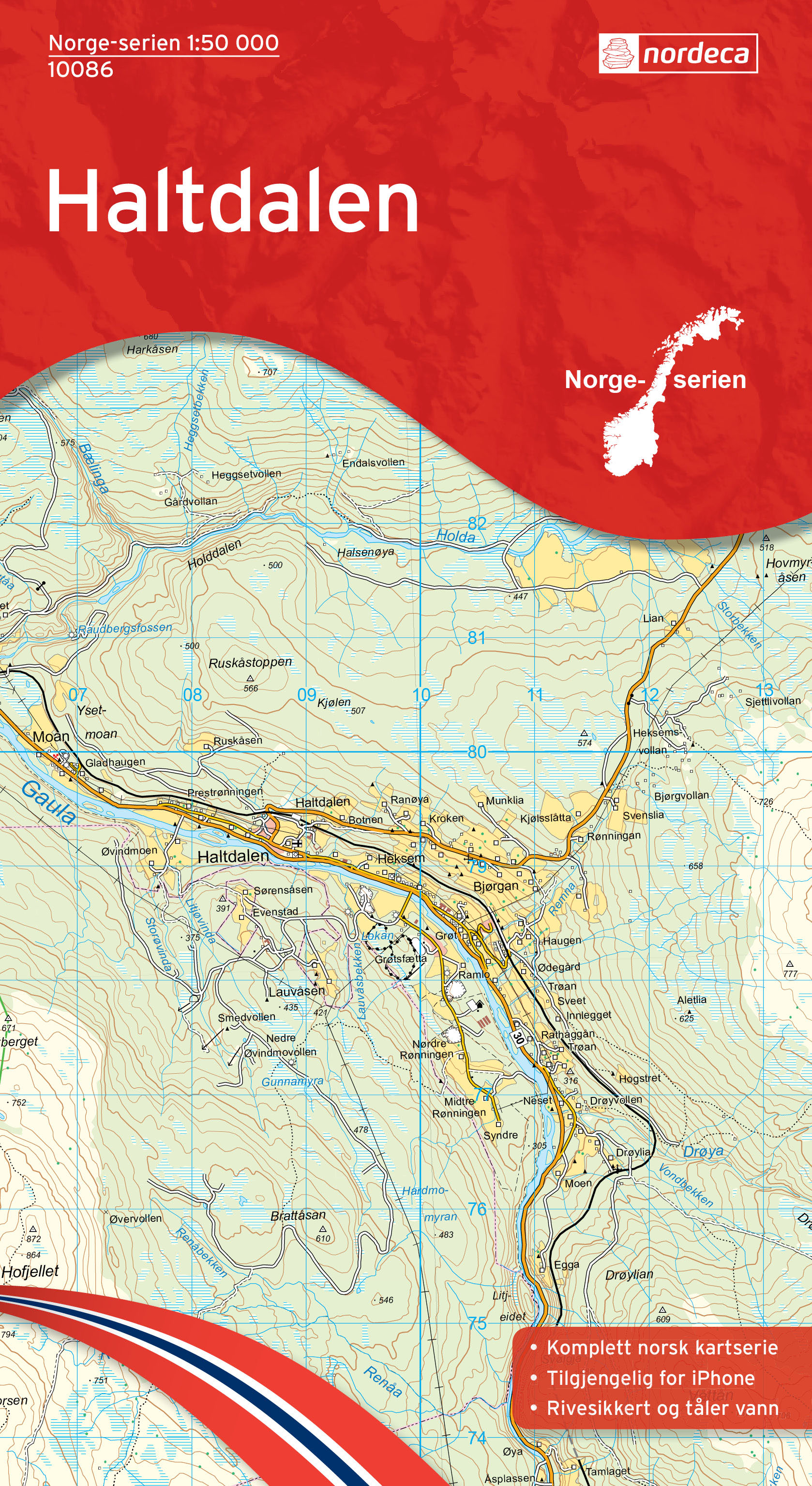 Online bestellen: Wandelkaart - Topografische kaart 10086 Norge Serien Haltdalen | Nordeca