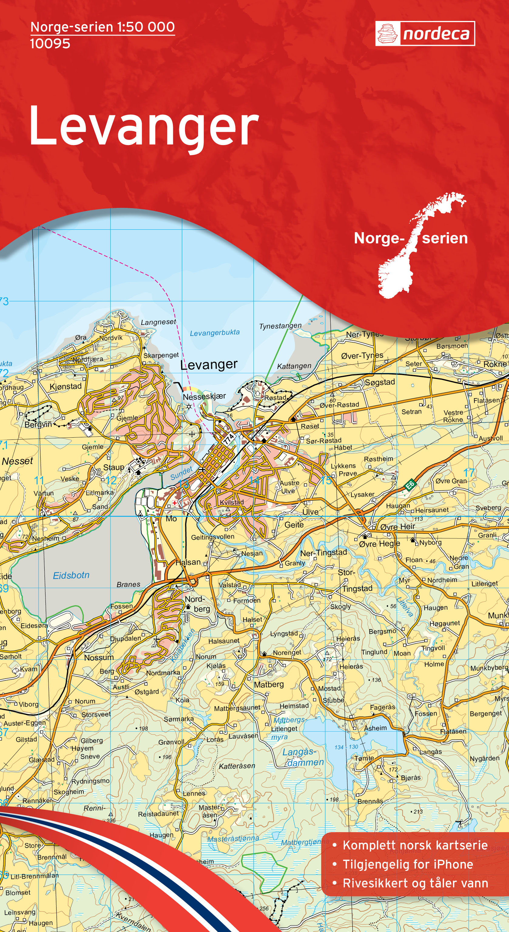 Online bestellen: Wandelkaart - Topografische kaart 10095 Norge Serien Levanger | Nordeca