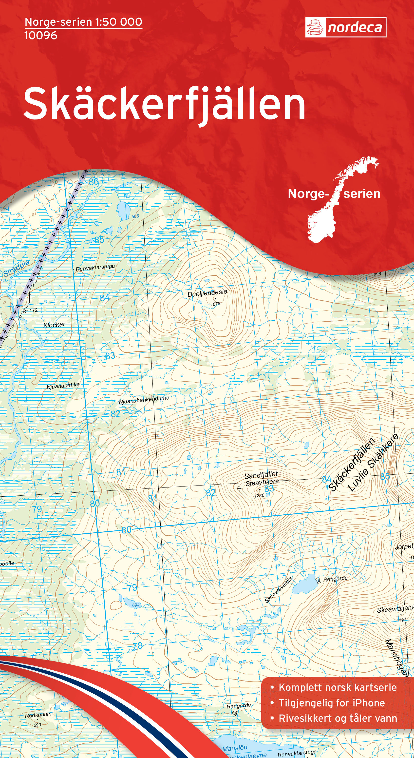 Online bestellen: Wandelkaart - Topografische kaart 10096 Norge Serien Skäckerfjällen | Nordeca