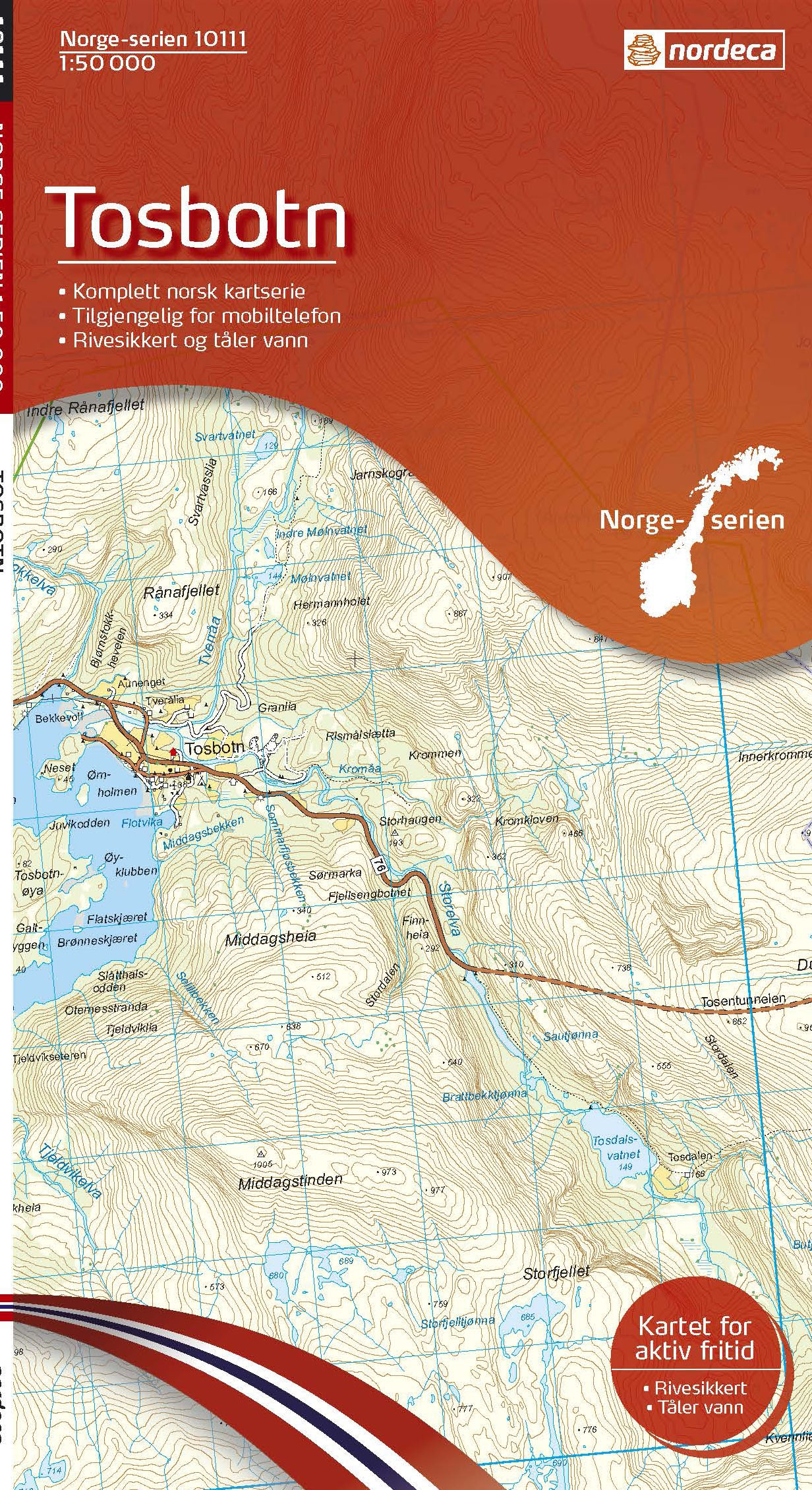 Online bestellen: Wandelkaart - Topografische kaart 10111 Norge Serien Tosbotn | Nordeca